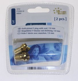 Vivanco 7.0mm F Plug - Std F72rg-n Sat F Plug With Seal, 7mm, 2 Pcs, Gold Plated