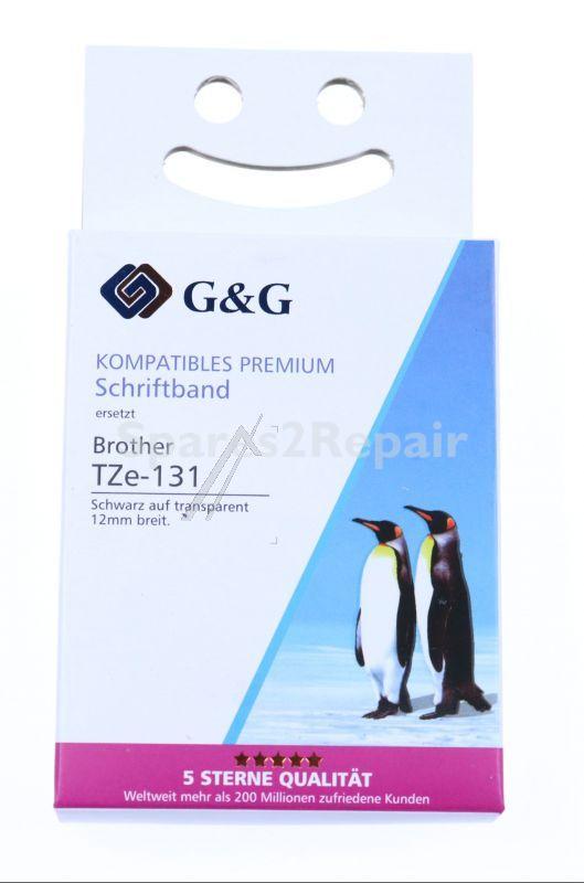 G&g Colour Cartridge - Alternative Ribbon For Tze-131, Black On Transparent