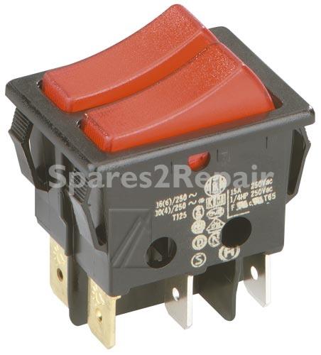 Interbar Rocker Switch - 3652-416 22 Rocker Switch Double On-off 6 Pin 16a-250v 22x30mm