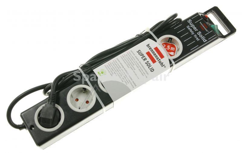 Brennenstuhl 5 Way Socket Outlet Switch - Super-solid-line Steckdosenleiste 5-fach Schwarz-lichtgrau 2,5m H05vv-f 3g1,5