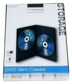 Vivanco Cd-organiser - Dvd Dbl Slim 5b Dvd Double Slim Case FÜr Zwei Dvd S, 5er Pack,schwarz