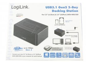 Logilink Hard Drive Enclosure 2,5" - Quickport Usb 3.1 Gen2, FÜr Zwei + Sata Hdd-ssd