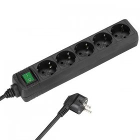 VIVANCO 5 Way Socket Outlet Switch EBLS 5S 5 WAY SOCKET OUTLET SWITCH, BLACK, 1.4M, 1.5MM