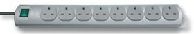 Brennenstuhl 8 Way Socket Outlet Switch - Primera-line 8 Way Silver Switched Extension Lead 2m 05vv-f 3g1,25 Uk