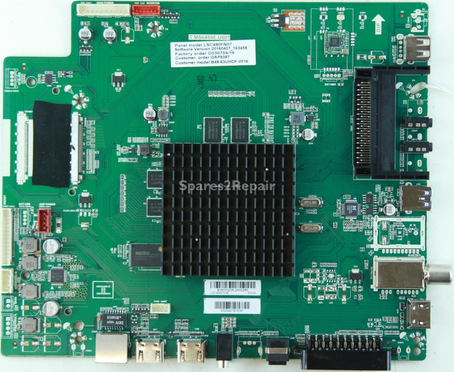Bauhn B48-63UHDF-0516 - Main AV - LSC480FN07 - LSC480FN06 - T.MS6488E.U801 - B16033236
