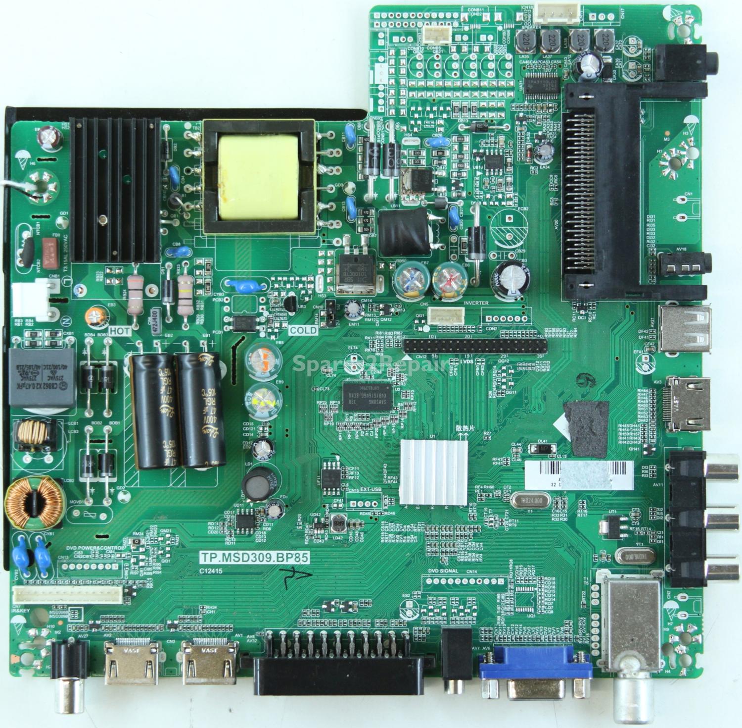 Blaupunkt 32/141I-GB-5B-HKUP-UK - Main Board - TP.MSD309.BP85 - C12415 - 4502060 - B14031018 - LSC320AN02-A