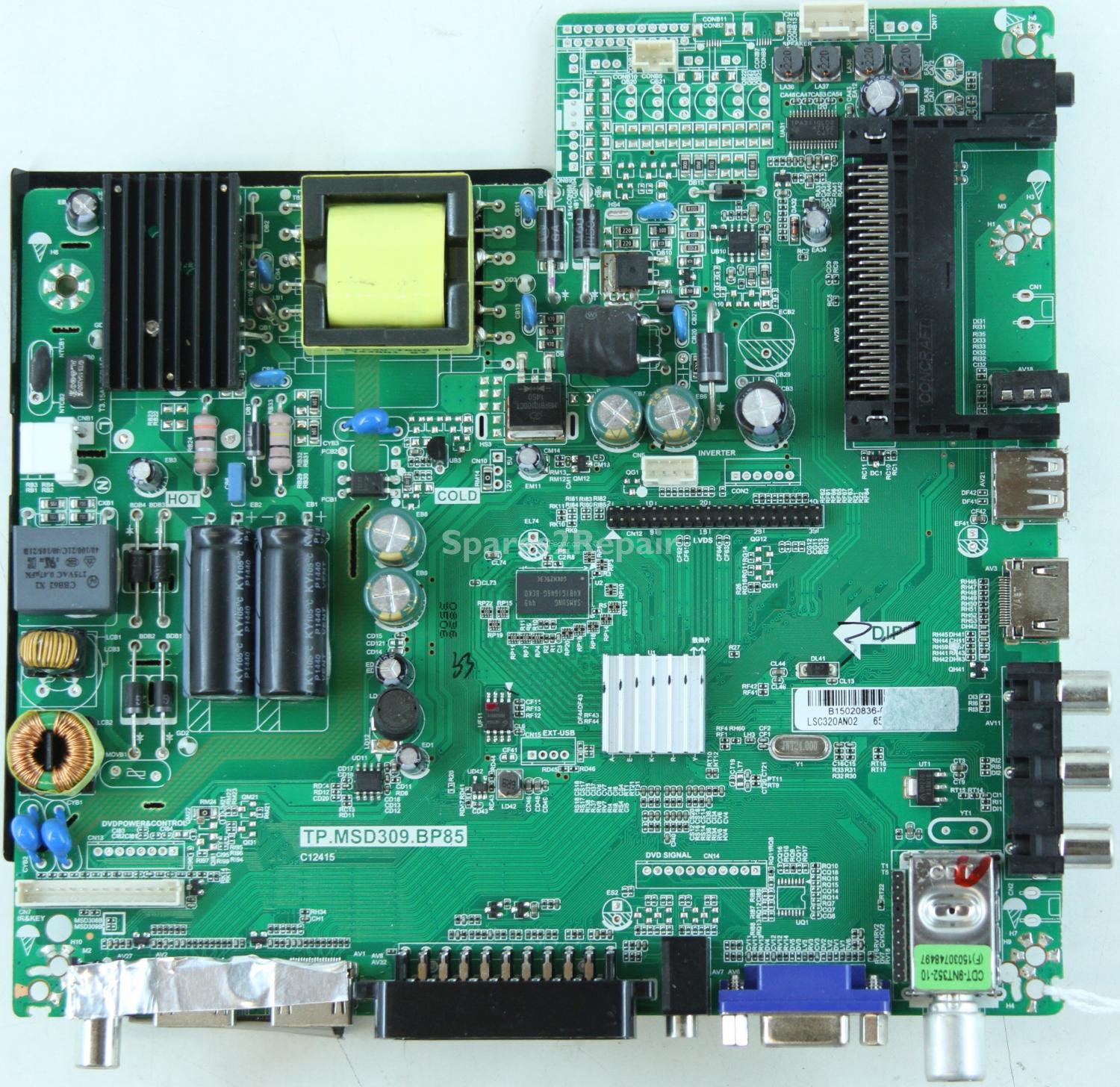 Blaupunkt 32/148I-GB-5B2-HKUP-UK - Main Board - TP.MSD309.BP85 - C12415 - B15020836 - LSC320AN02