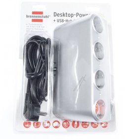 Brennenstuhl Multiple Socket Outlet With Sw - Desktop-power Mit Schalter Und Usb-hub 2.0 4-fach Silber 1,8
