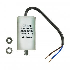Universal Capacitor (12.5uF / 12.5MFD, 450VAC) with 18cm Cable Connectors