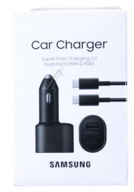Samsung Charger For Mobile Phone - Samsung Dual Fast Car Charger 1x 45w Type-c 1x 15w Usb Incl Ep-dn975 Black
